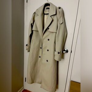 Women’s Beige Double-Breasted Trench Coat - Size M-L